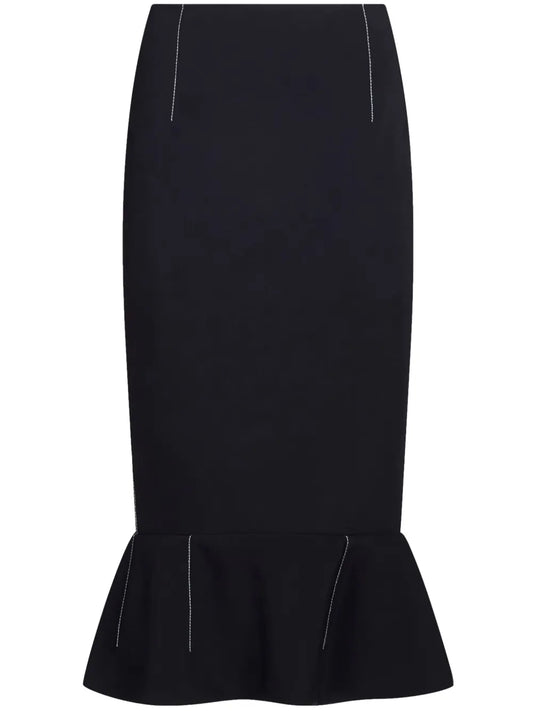 Flounce-Hem Pencil Skirt