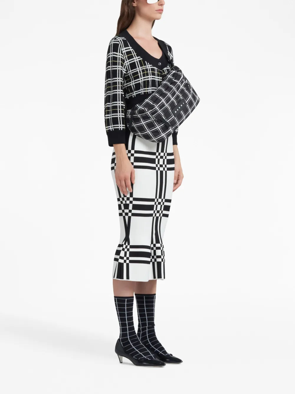 Checked Cropped Cardigan