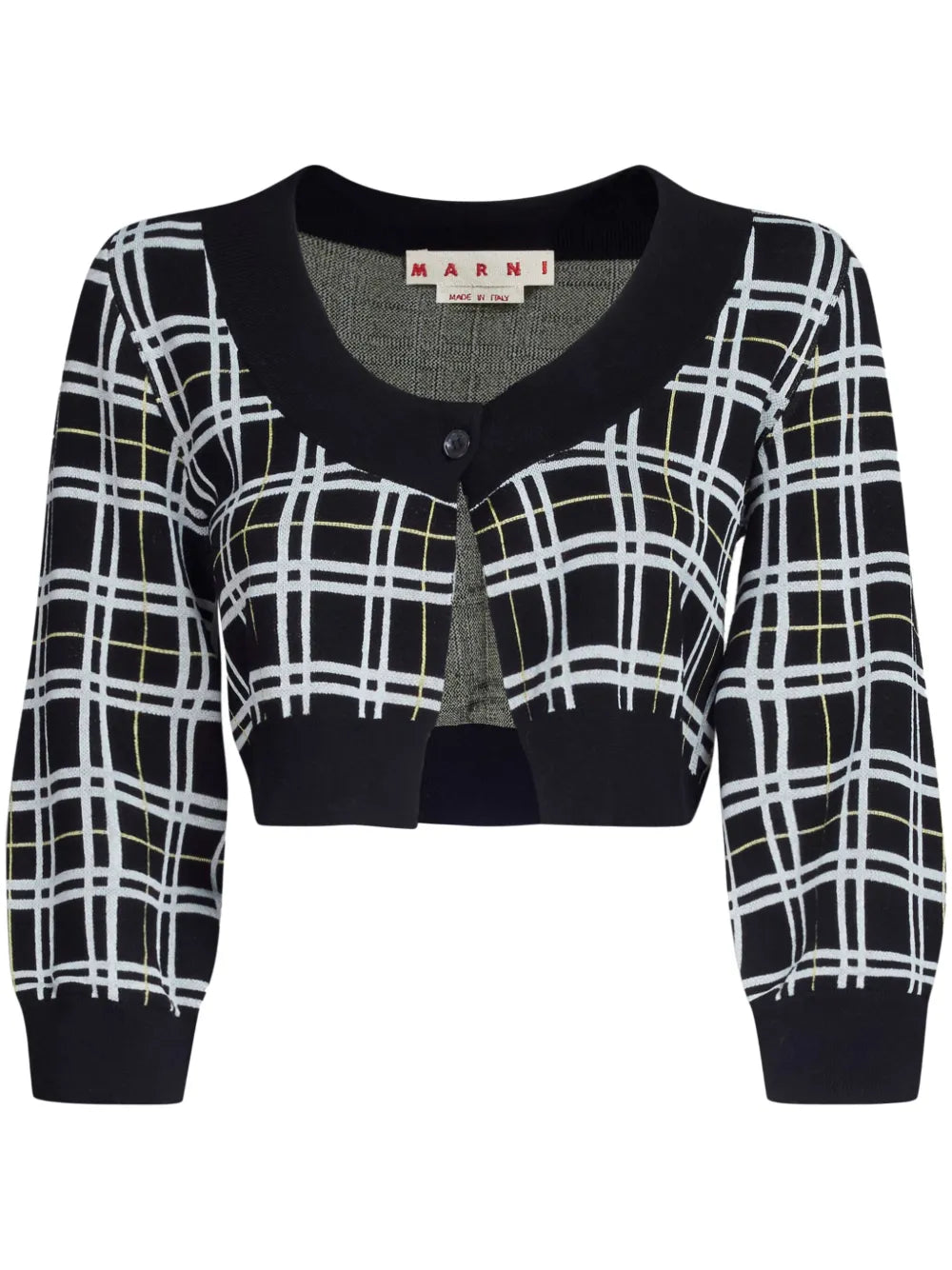 Checked Cropped Cardigan