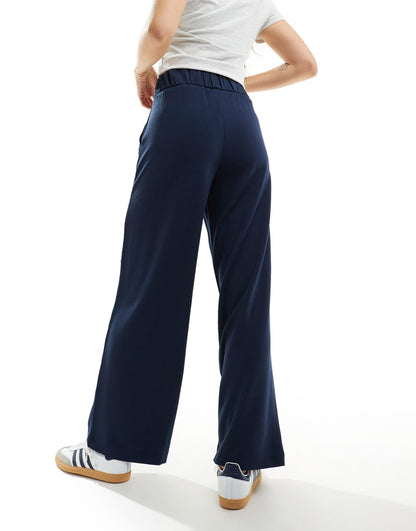 Button Detail Wide Leg Dad Trousers