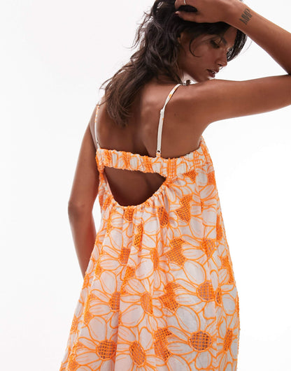 Broderie Strappy Chuck On Midi Dress