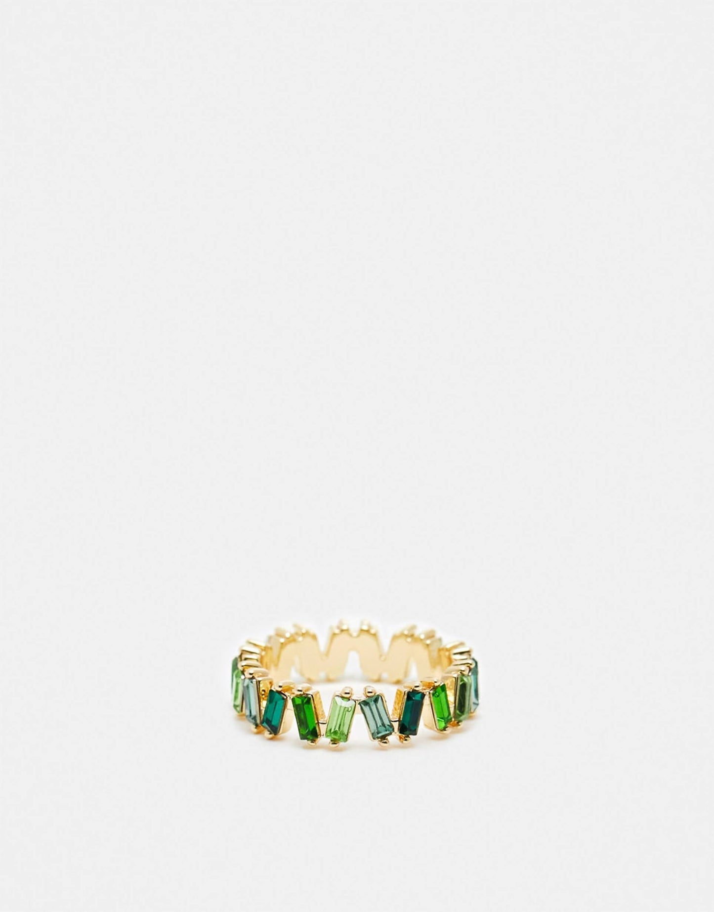 Baguette Ring With Tonal Green Stones