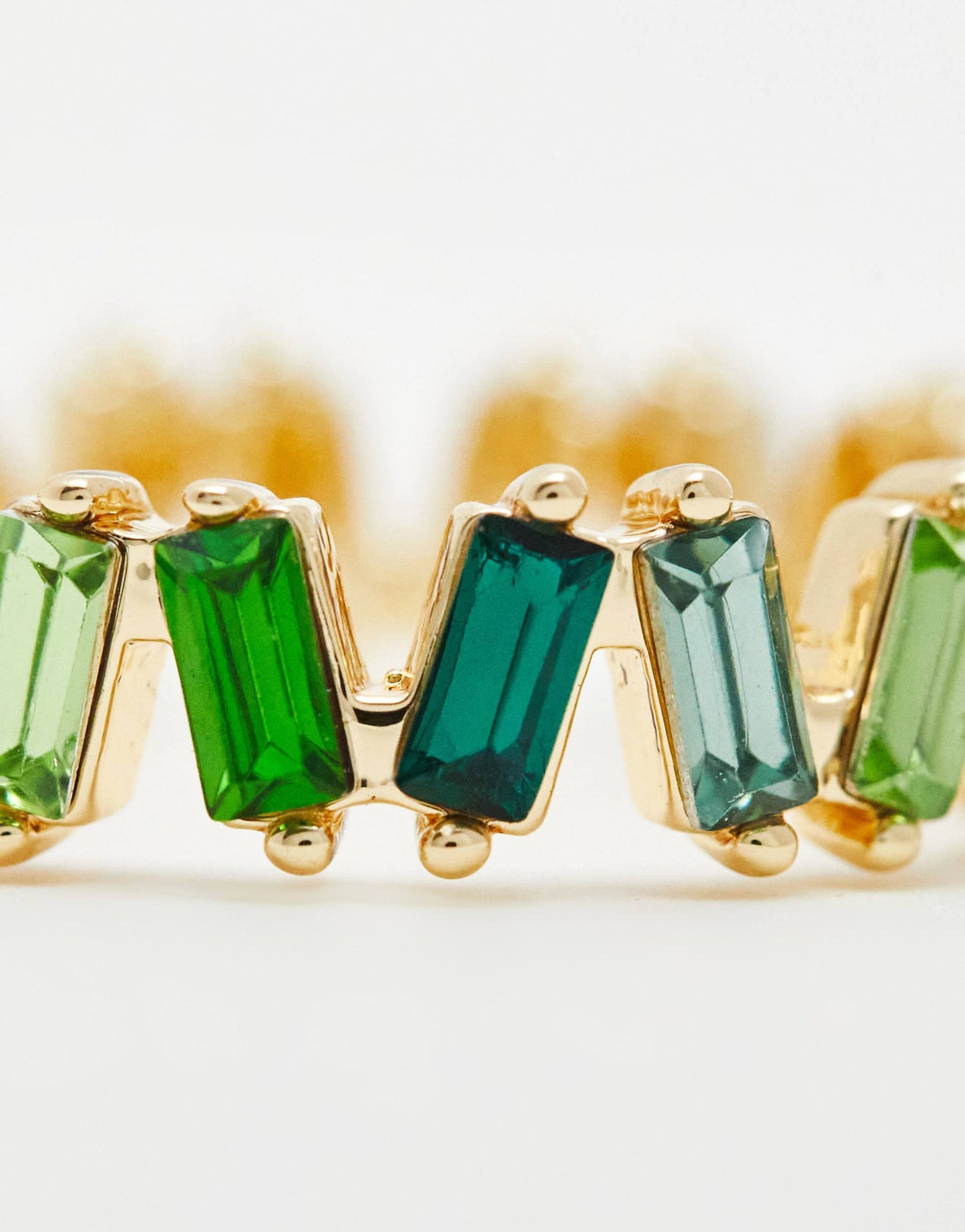 Baguette Ring With Tonal Green Stones