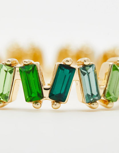 Baguette Ring With Tonal Green Stones