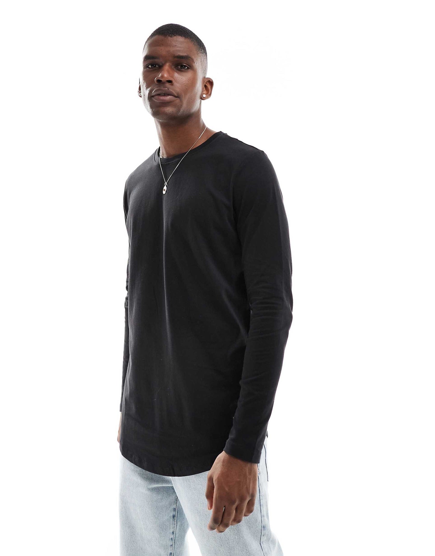 Essentials Longline Long Sleeve T-Shirt With Curve Hem