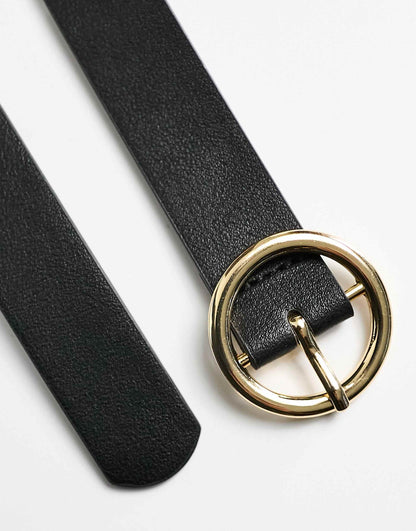 Belt With Gold Circle Buckle