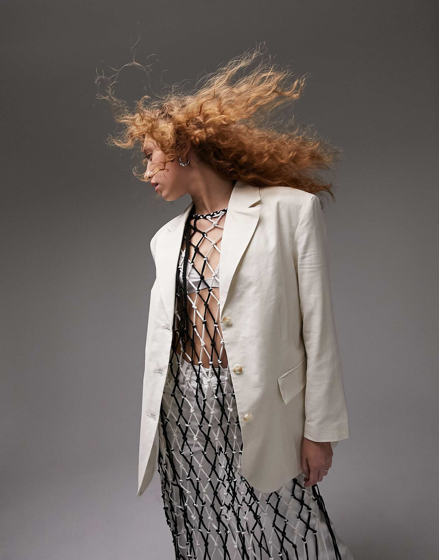 Co-Ord Linen-Blend Single Breasted Blazer