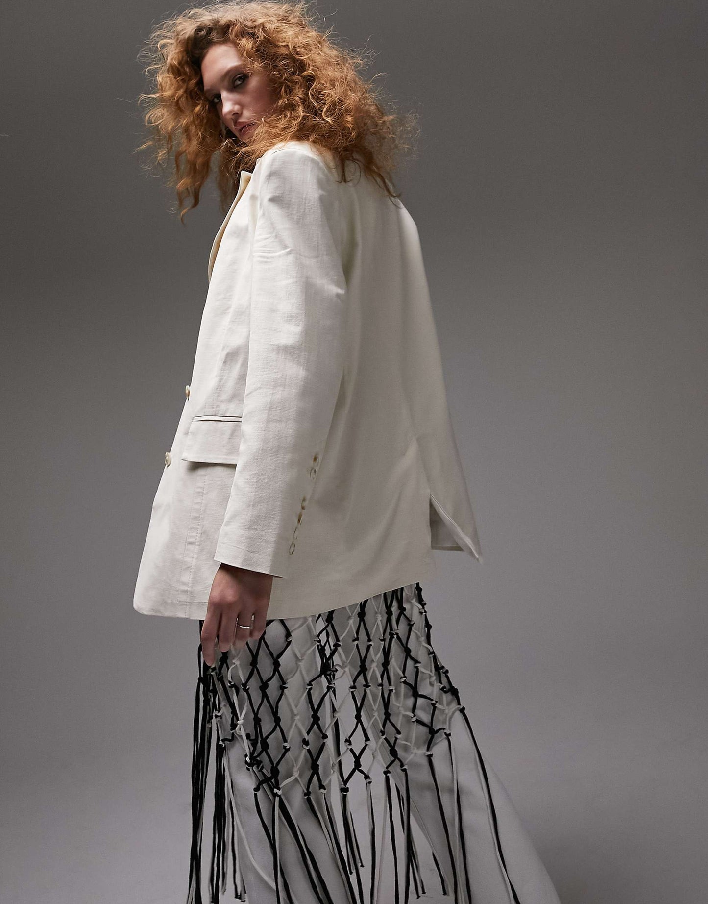 Co-Ord Linen-Blend Single Breasted Blazer