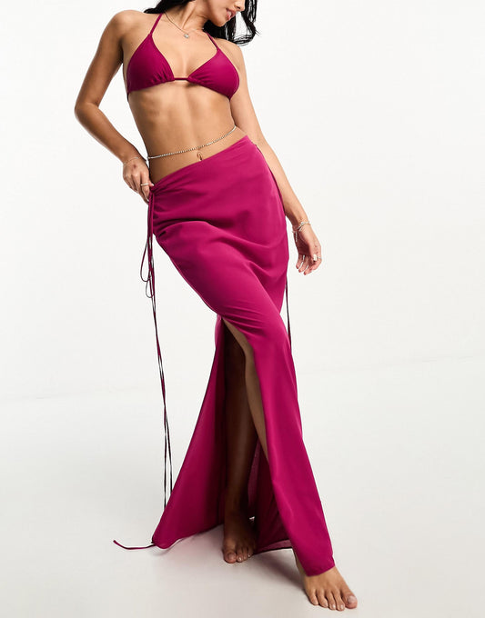 Sheer Tie Side Maxi Beach Skirt Co-Ord
