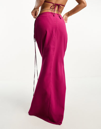 Sheer Tie Side Maxi Beach Skirt Co-Ord