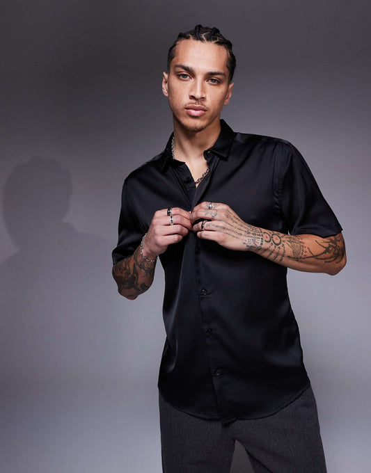 Skinny Satin Shirt