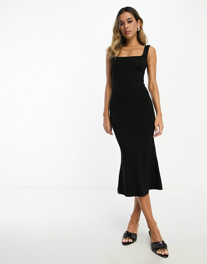 Square Neck Softline Midi Dress