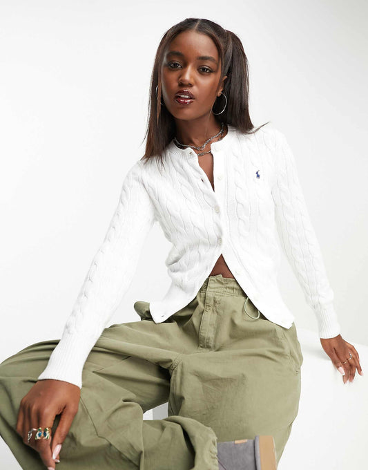 Icon Logo Cotton Cable Knit Cardigan