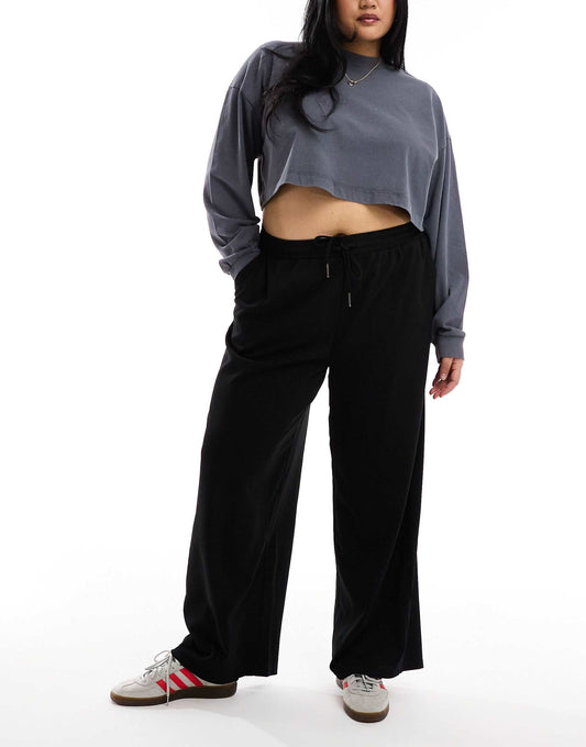 Curve Drawstring Wide Leg Trousers
