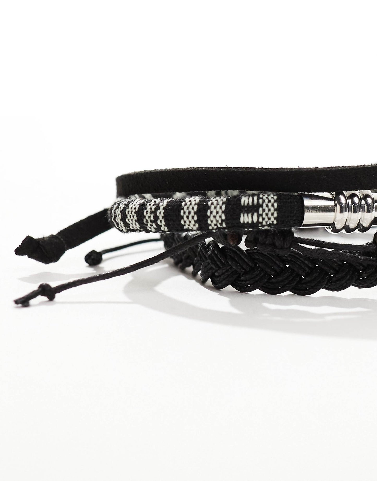 4 Pack Leather And Woven Bracelet