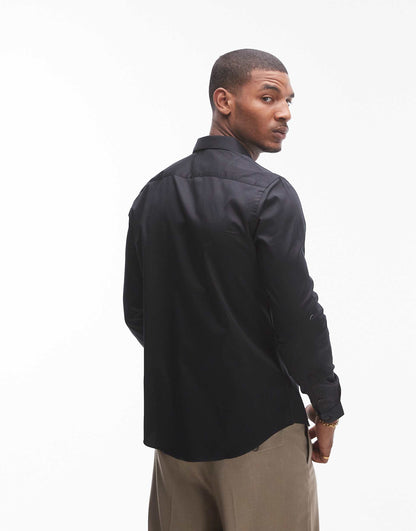 Long Sleeve Formal Slim Fit Sateen Shirt
