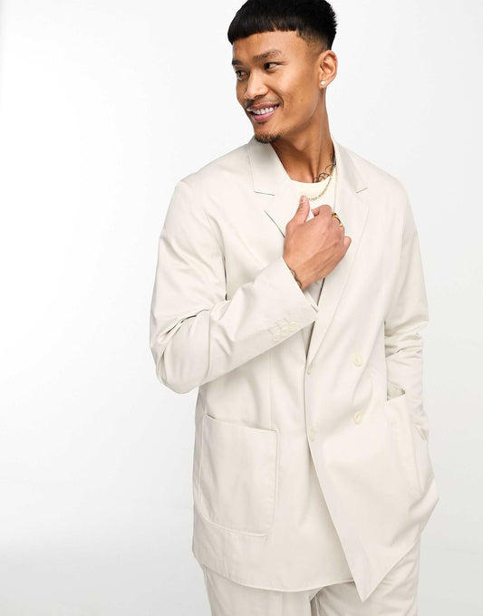Premium Relaxed Fit Double Breasted Suit Jacket