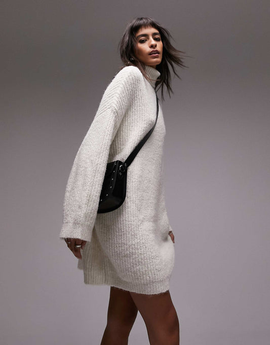 Knitted Roll Neck Mini Dress