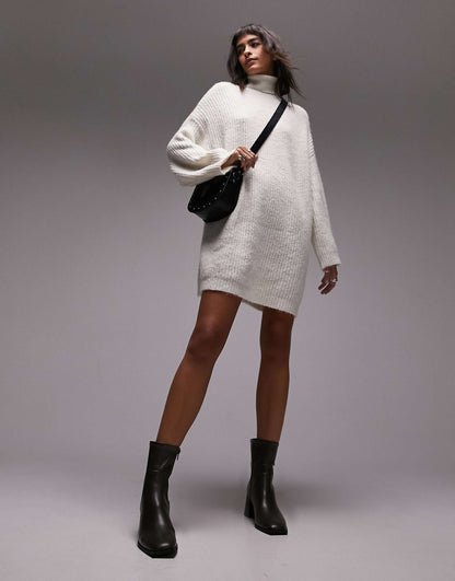 Knitted Roll Neck Mini Dress