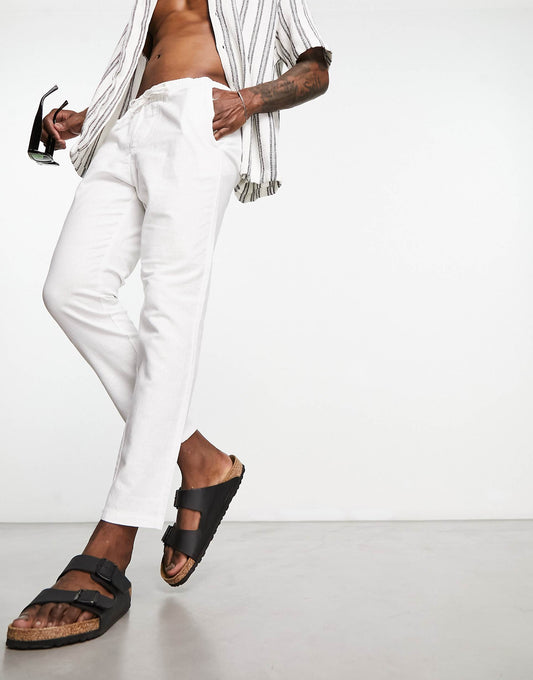 Linen Mix Cropped Trouser