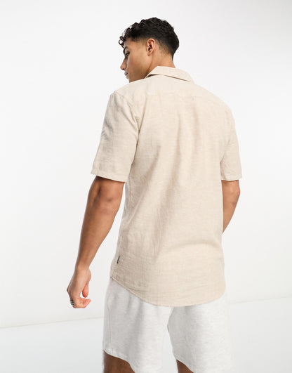Linen Mix Revere Collar Shirt
