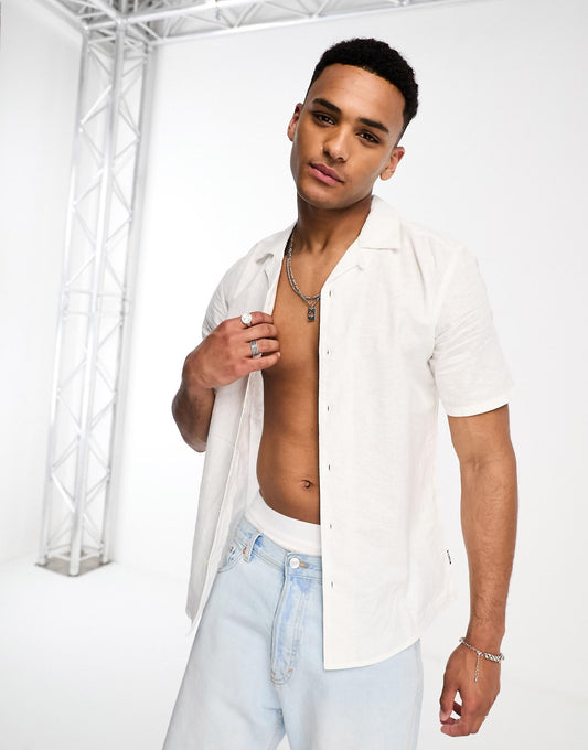 Linen Mix Revere Collar Shirt