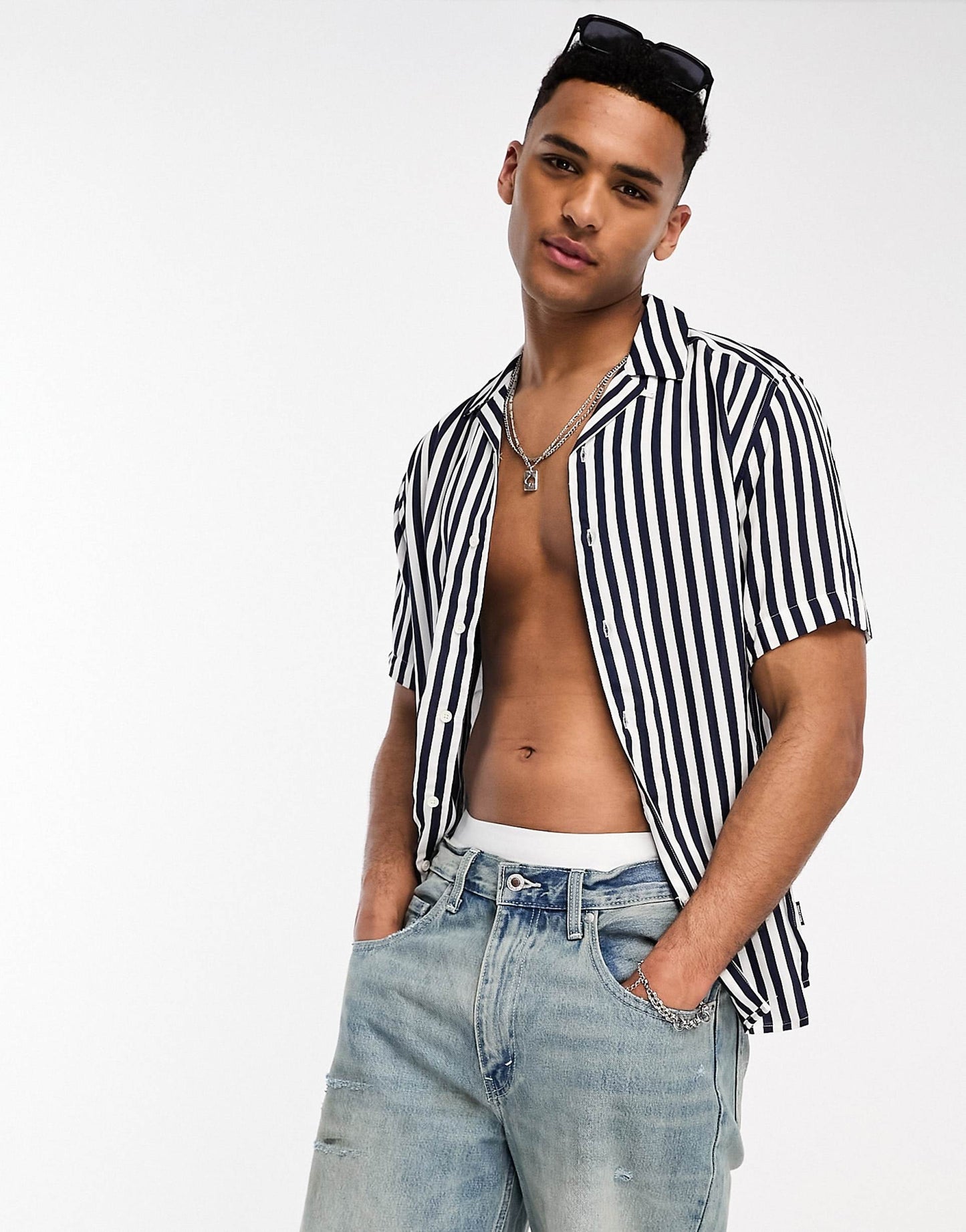 Revere Collar Stripe Shirt