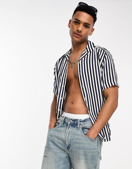Revere Collar Stripe Shirt