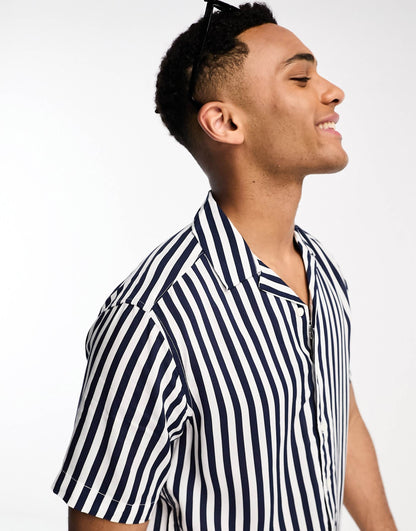 Revere Collar Stripe Shirt