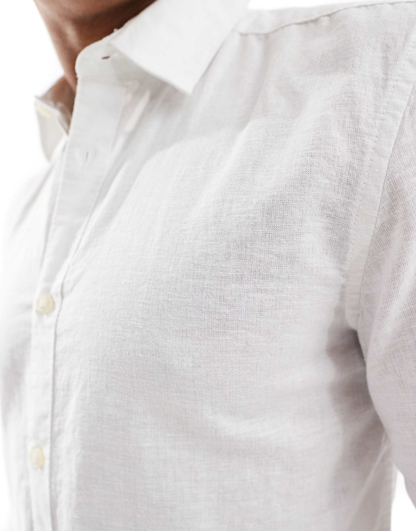 Linen Mix Long Sleeve Slim Fit Shirt