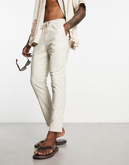 Linen Mix Cropped Trouser