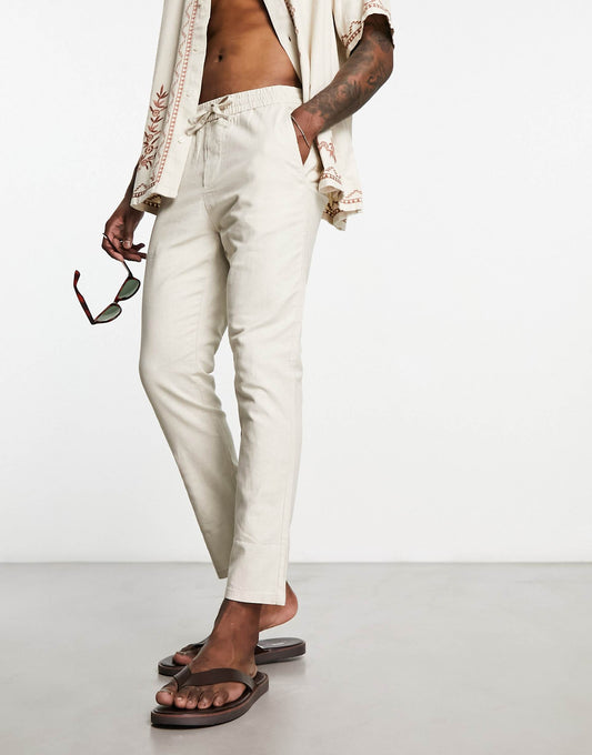 Linen Mix Cropped Trouser