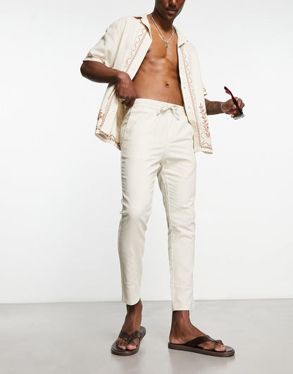 Linen Mix Cropped Trouser