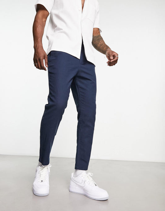 Linen Mix Cropped Trouser