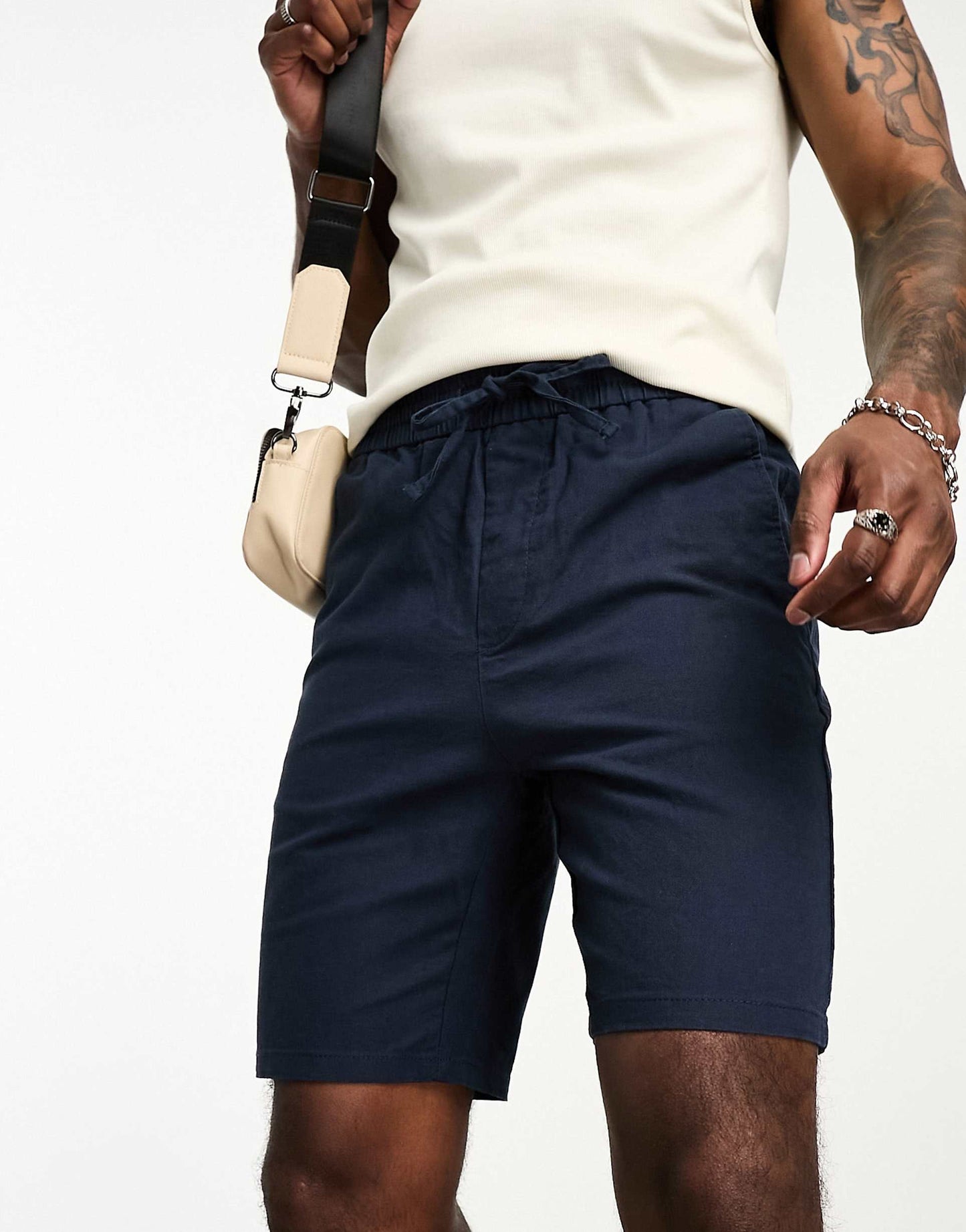 Linen Mix Elasticated Waist Shorts