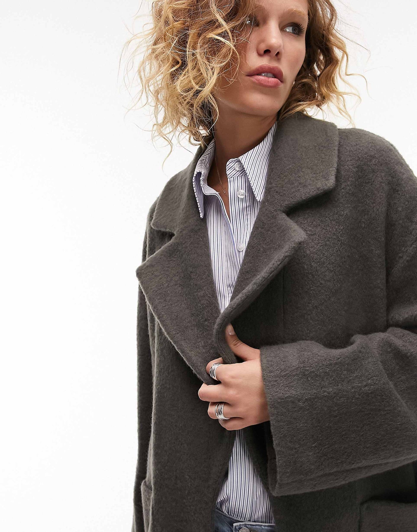 Brushed Chuck-On Coat With Patch Pockets