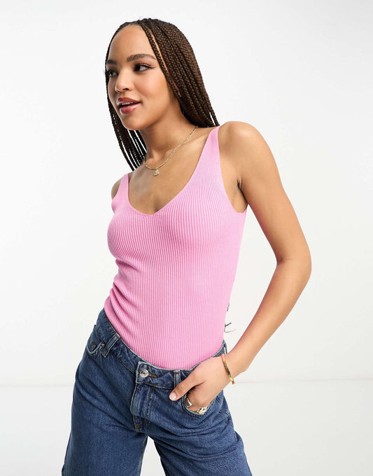 V Neck Knitted Vest Top