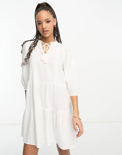 Lace Detail Smock Mini Dress