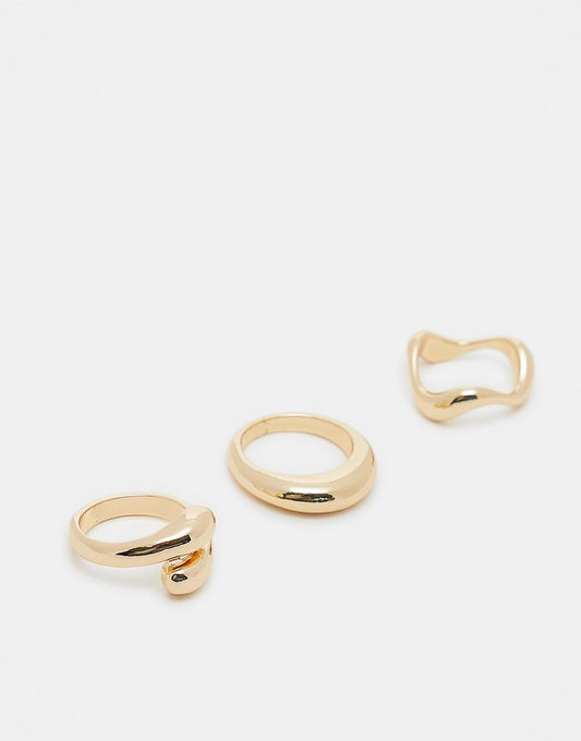 Pack Of 3 Rings With Mixed Minimal Designs