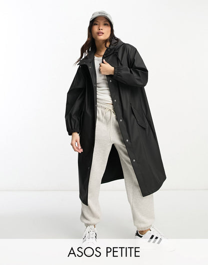 Petite Rubberised Rain Parka Coat