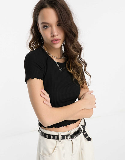 Cropped Lettuce Edge T-Shirt