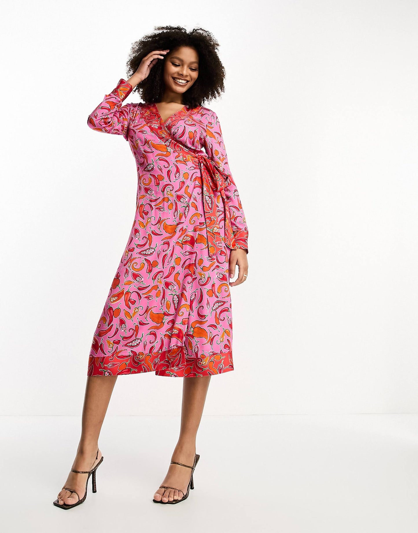 Contrast Wrap Midi Dress