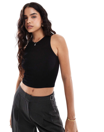 High Neck Seamless Ribbed Vest Top