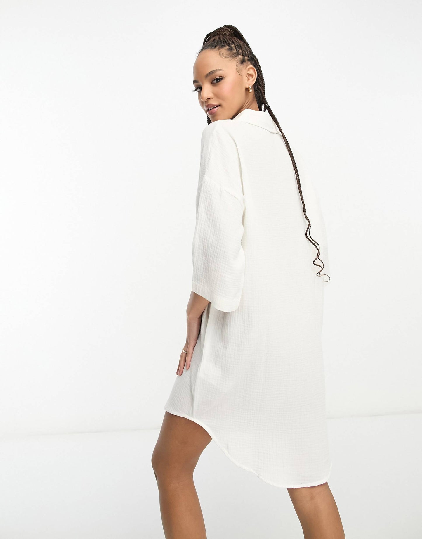 Textured Oversized Shirt Dress