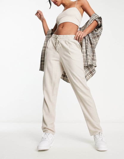 Linen Blend Tapered Trousers