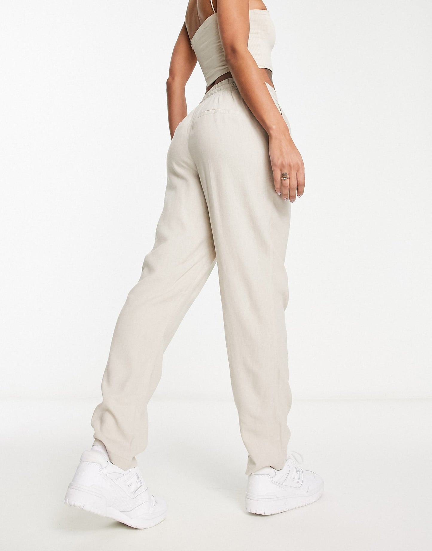 Linen Blend Tapered Trousers