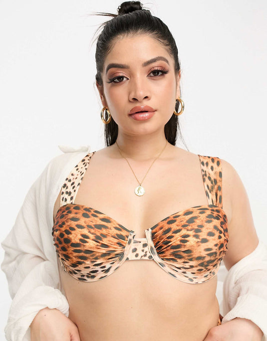 Plus Animal Print Balconette Bikini Top