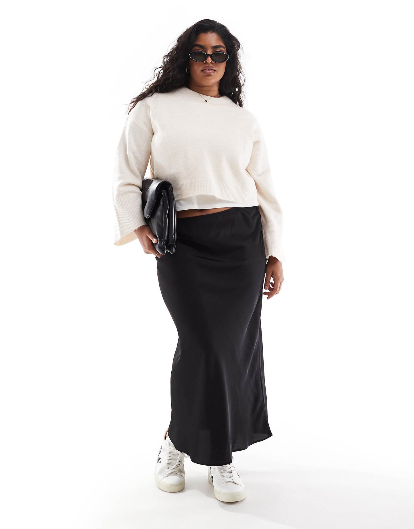 Curve Satin Bias Midi Skirt
