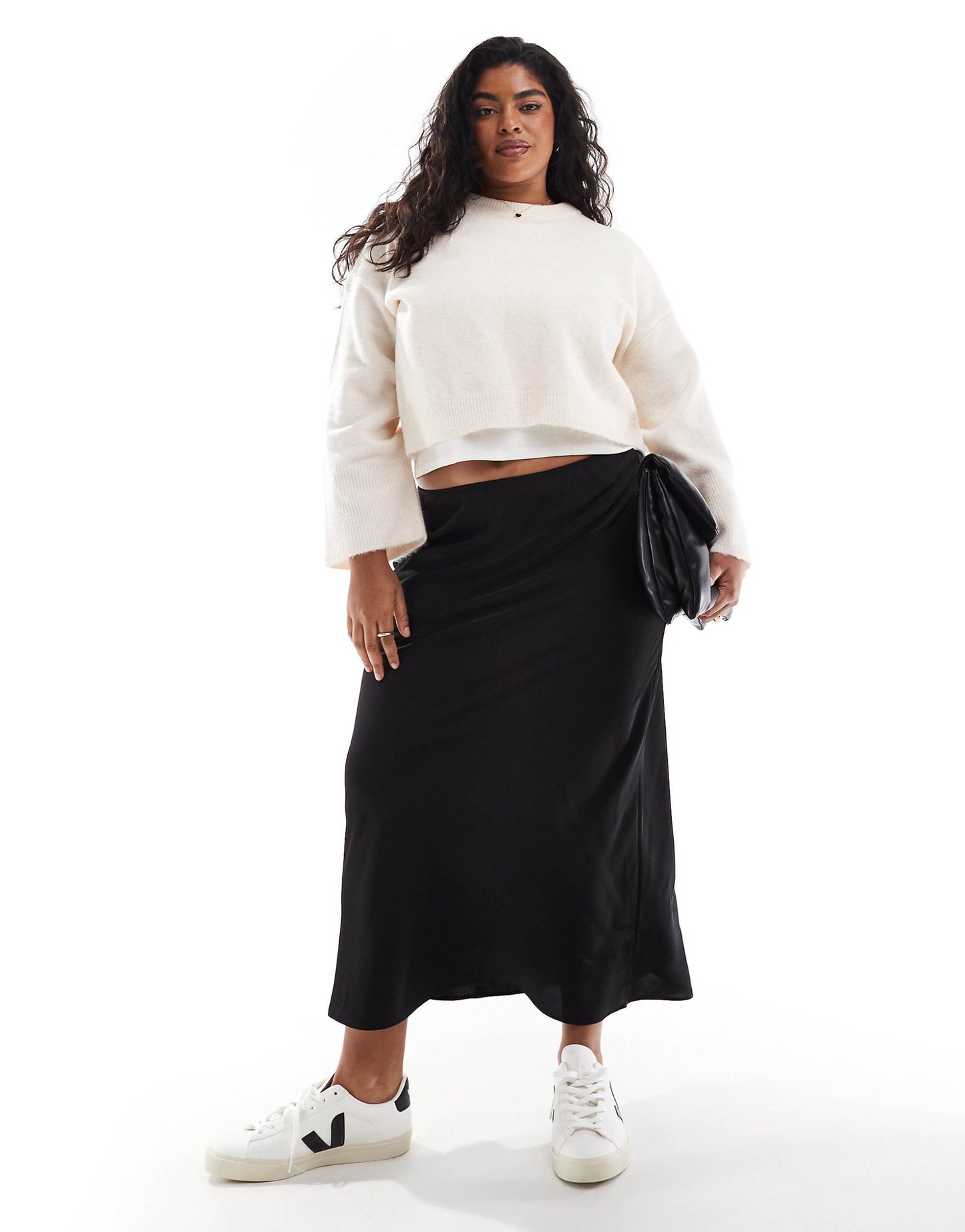 Curve Satin Bias Midi Skirt