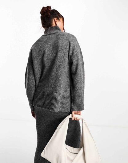 Longline Jumper With High Neck